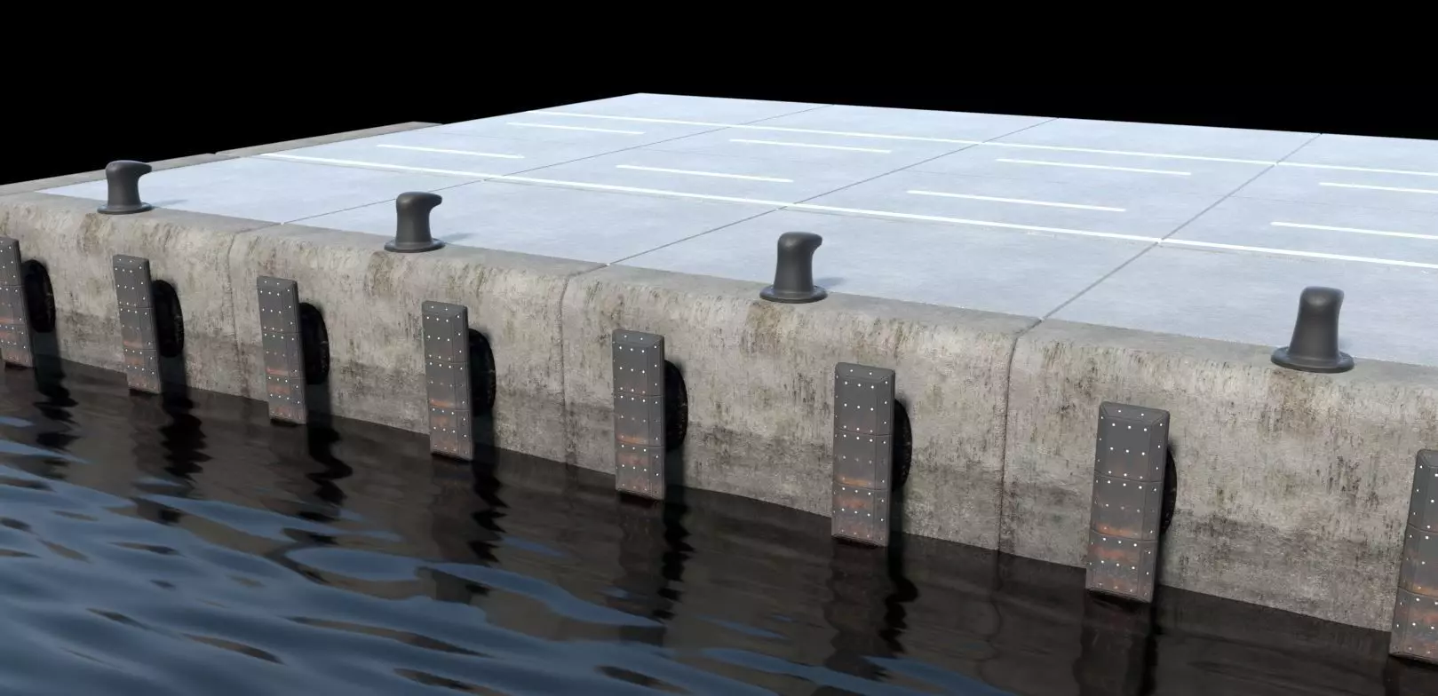 Port concrete blocks Low-poly 3D model_0