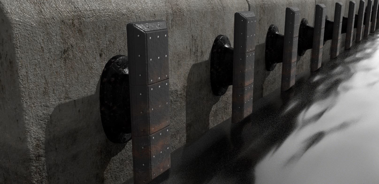 Port concrete blocks Low-poly 3D model_2