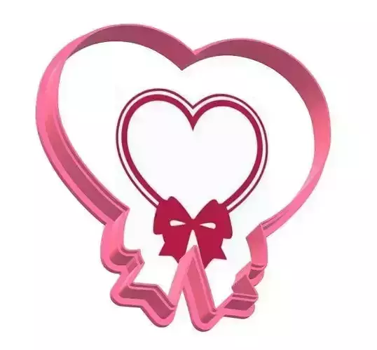 Heart With Bow cookie or Fondant cutter
