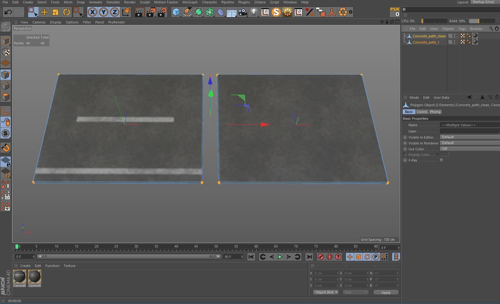 Concrete path 1 Low-poly 3D model_6