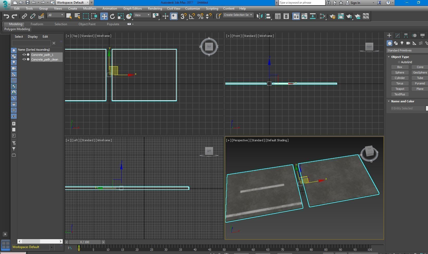 Concrete path 1 Low-poly 3D model_7