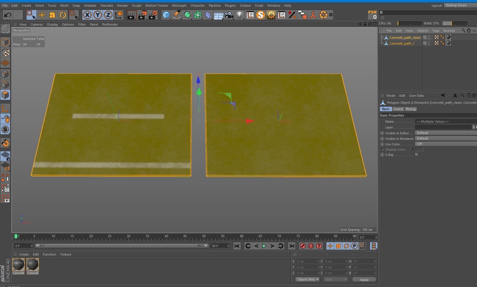 Concrete path 1 Low-poly 3D model_5