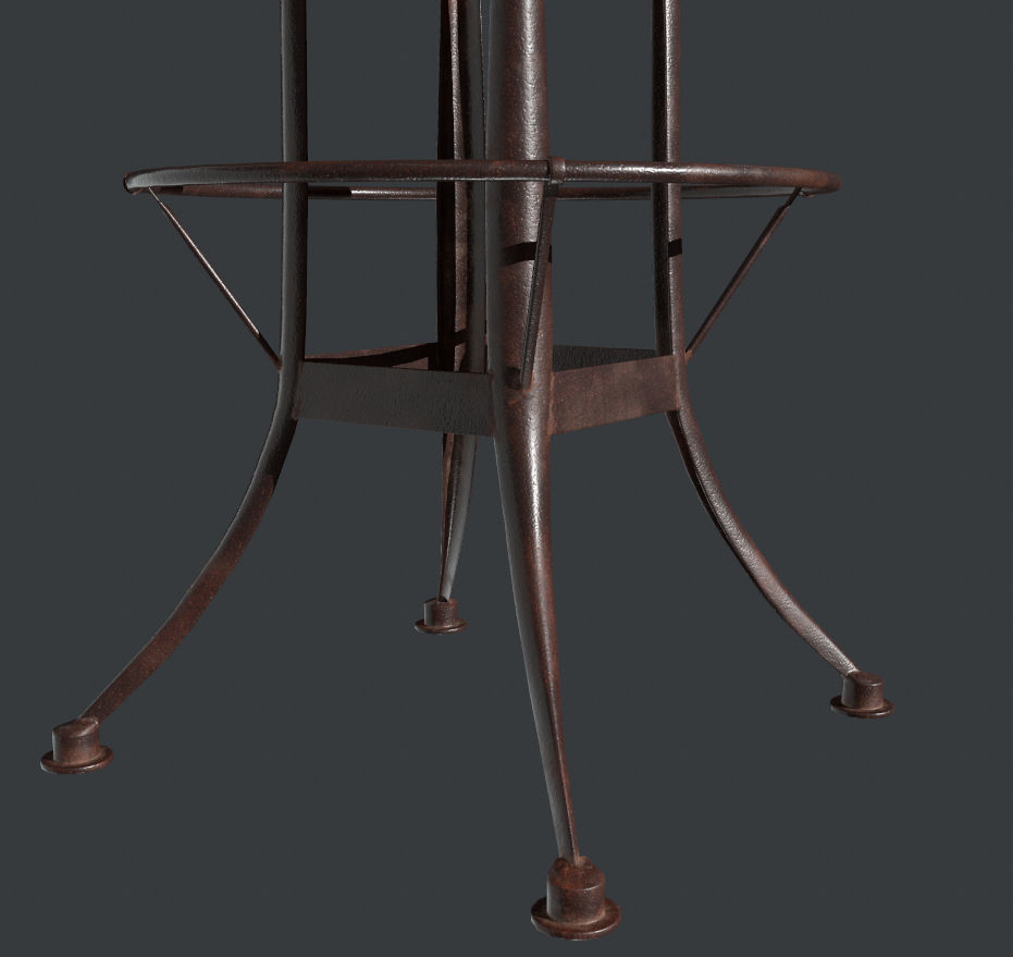 Steampunk Bar stool - VR AR lowpoly Game Ready model Low-poly 3D model_3