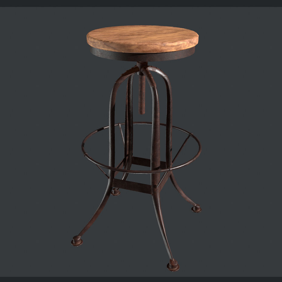Steampunk Bar stool - VR AR lowpoly Game Ready model Low-poly 3D model_0