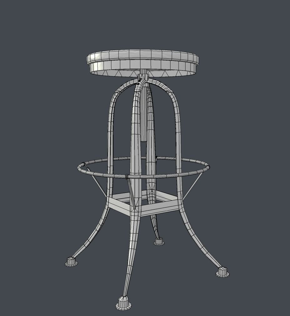 Steampunk Bar stool - VR AR lowpoly Game Ready model Low-poly 3D model_5