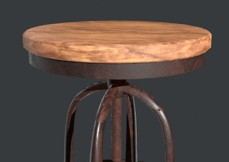 Steampunk Bar stool - VR AR lowpoly Game Ready model Low-poly 3D model_2