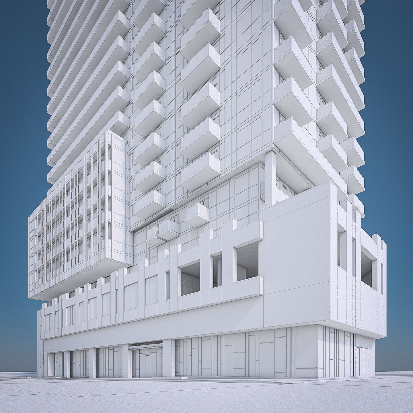 Apartment Building 02 Low-poly 3D model_6