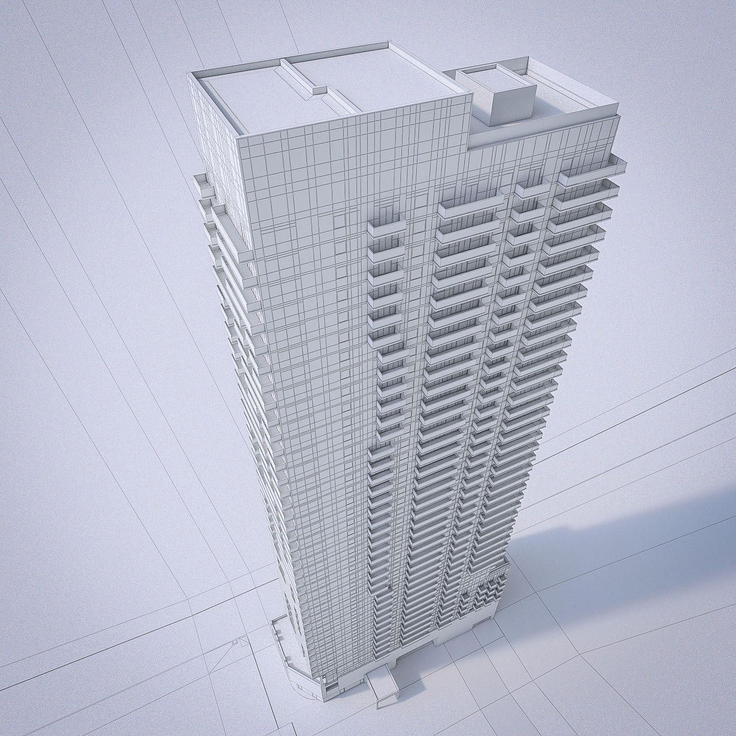 Apartment Building 02 Low-poly 3D model_4