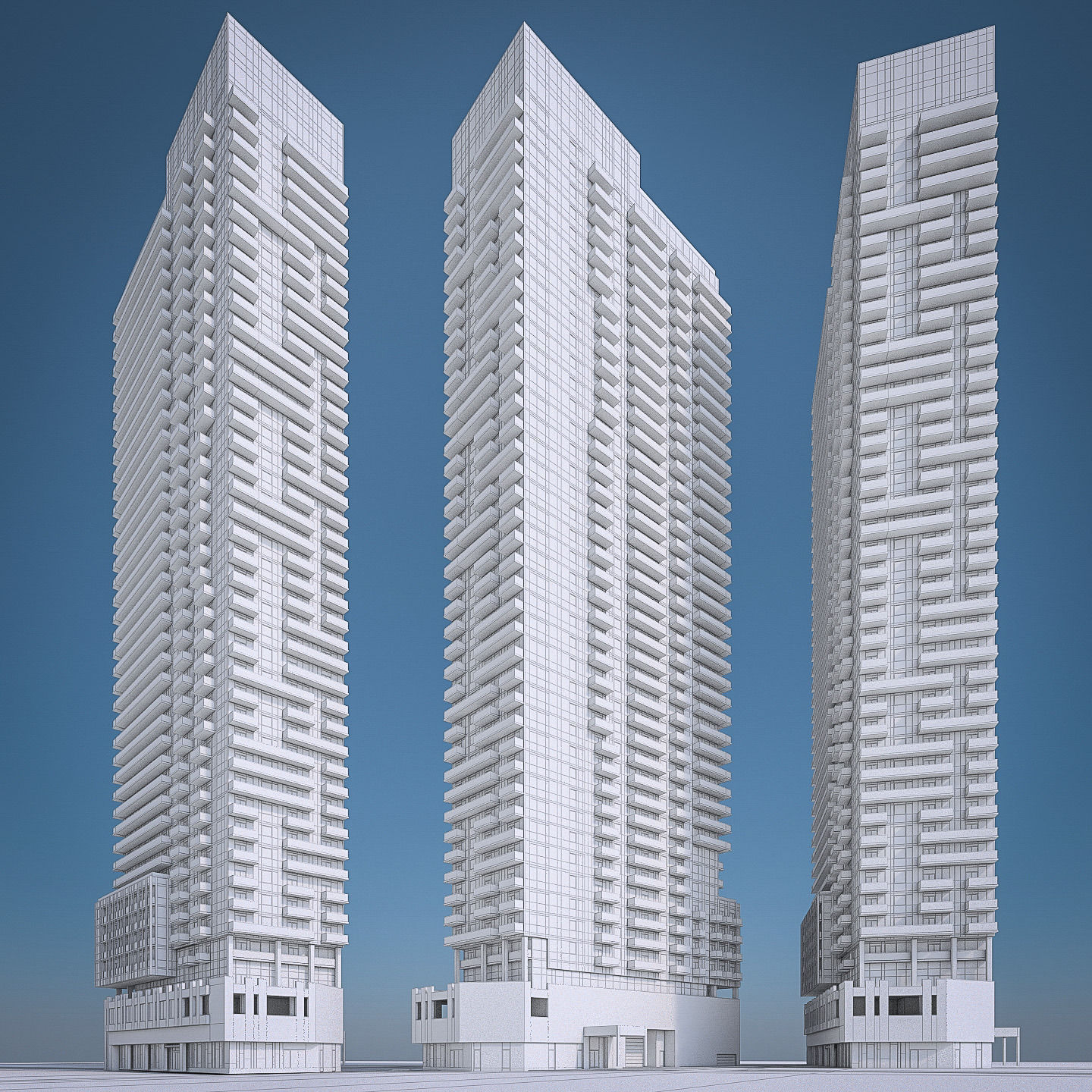 Apartment Building 02 Low-poly 3D model_7