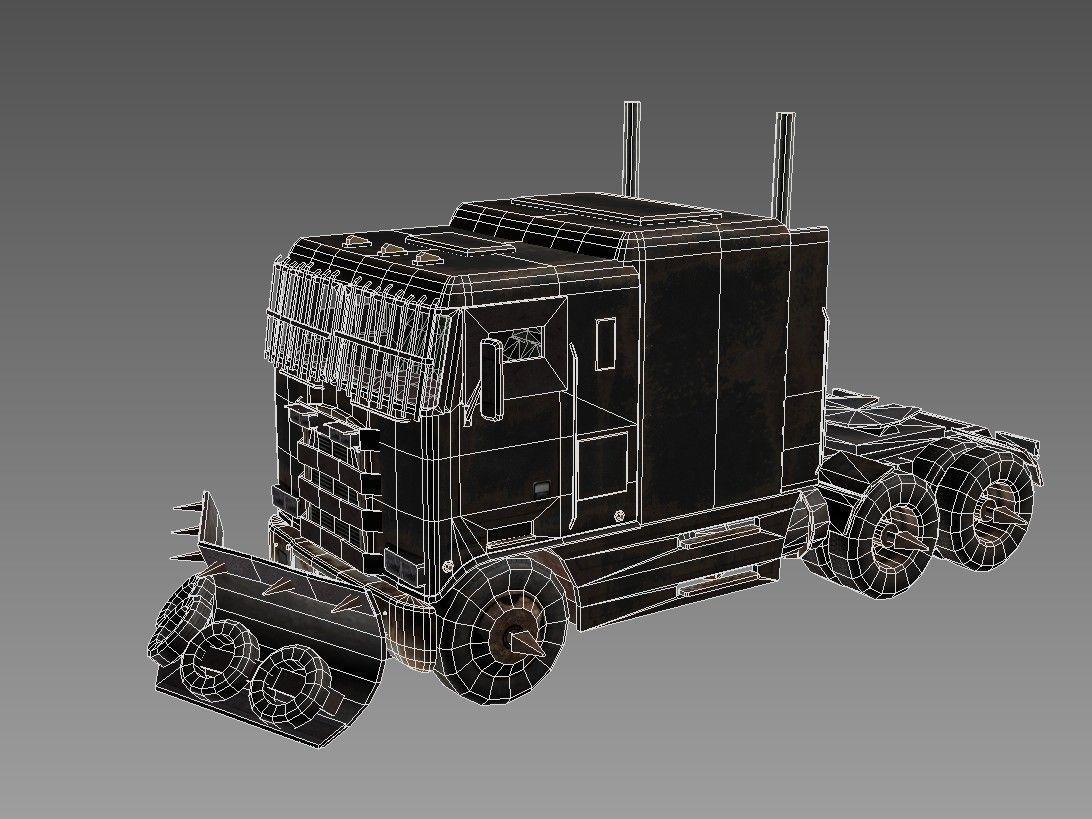 Apocalyptic truck Low-poly 3D model_6