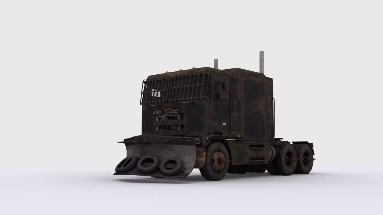 Apocalyptic truck Low-poly 3D model_0
