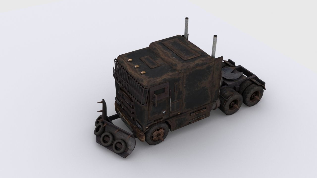 Apocalyptic truck Low-poly 3D model_7