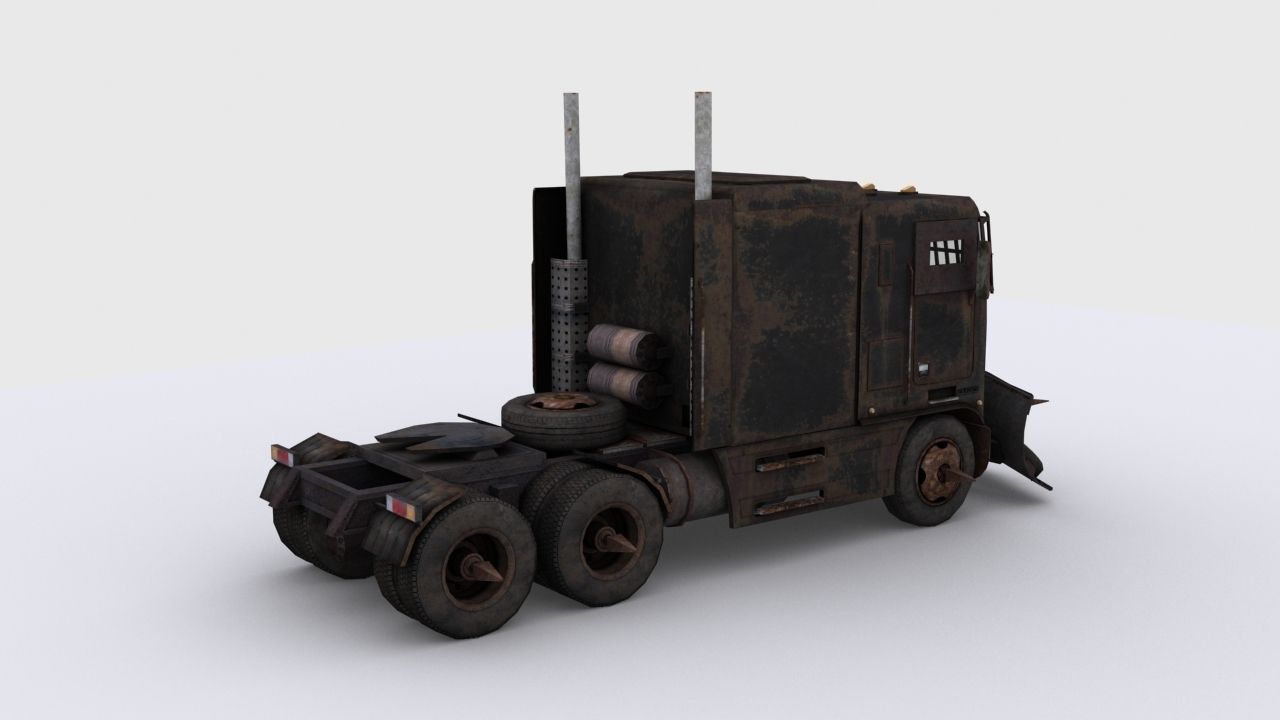 Apocalyptic truck Low-poly 3D model_5