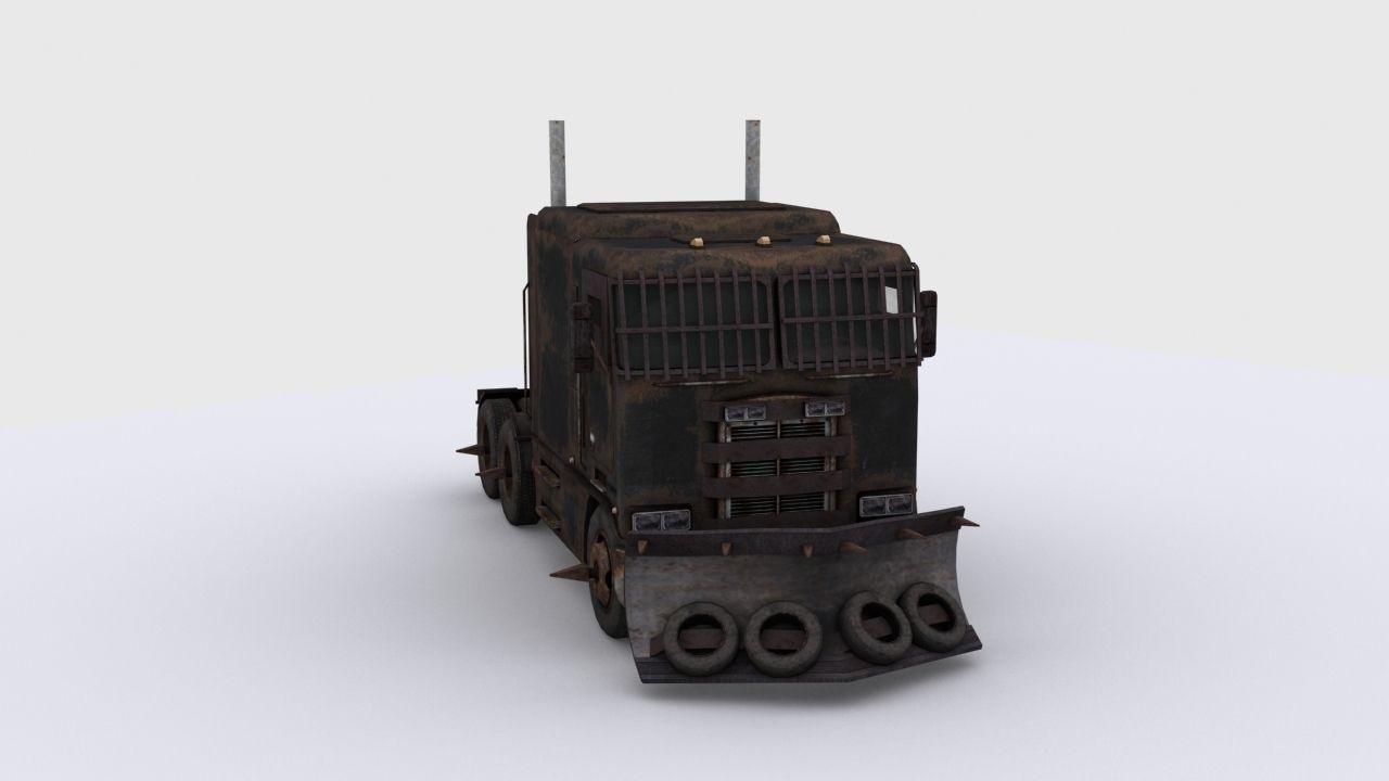 Apocalyptic truck Low-poly 3D model_2