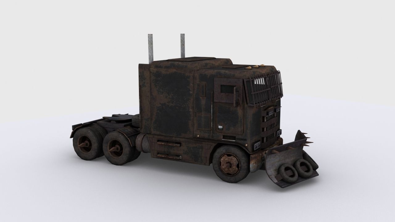 Apocalyptic truck Low-poly 3D model_3
