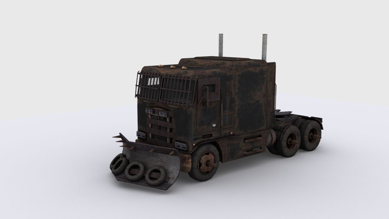 Apocalyptic truck Low-poly 3D model_1