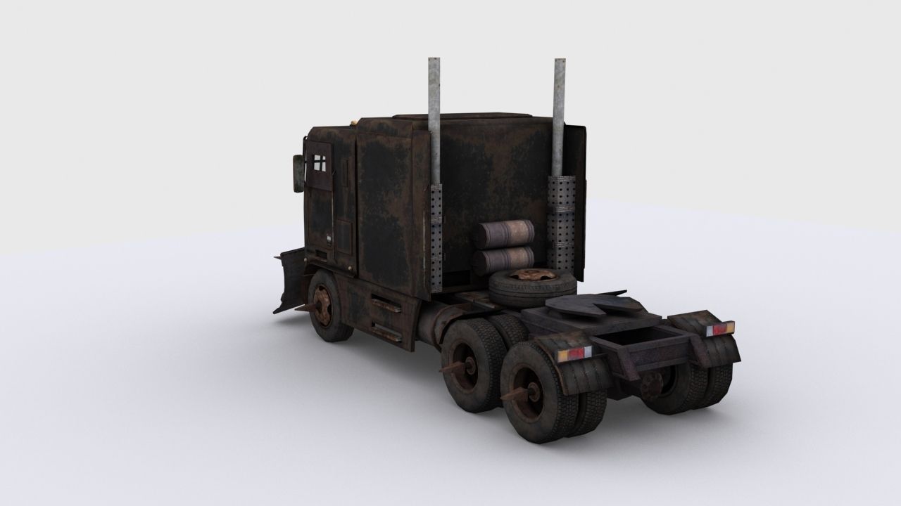 Apocalyptic truck Low-poly 3D model_4