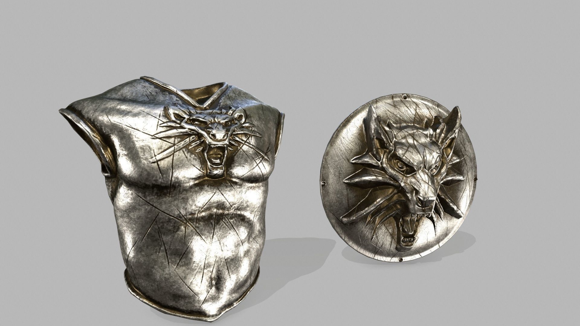 armor set witcher wolf head Low-poly 3D model_16