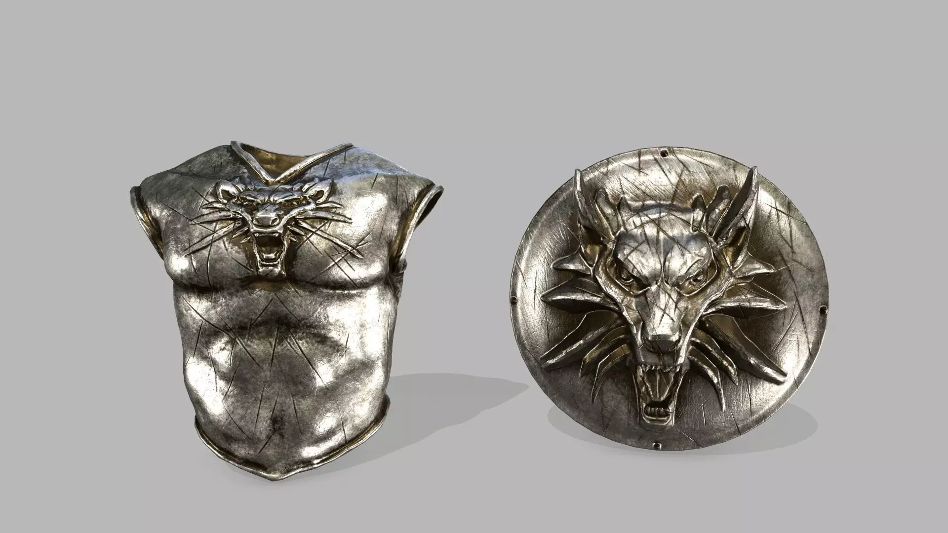armor set witcher wolf head Low-poly 3D model_0