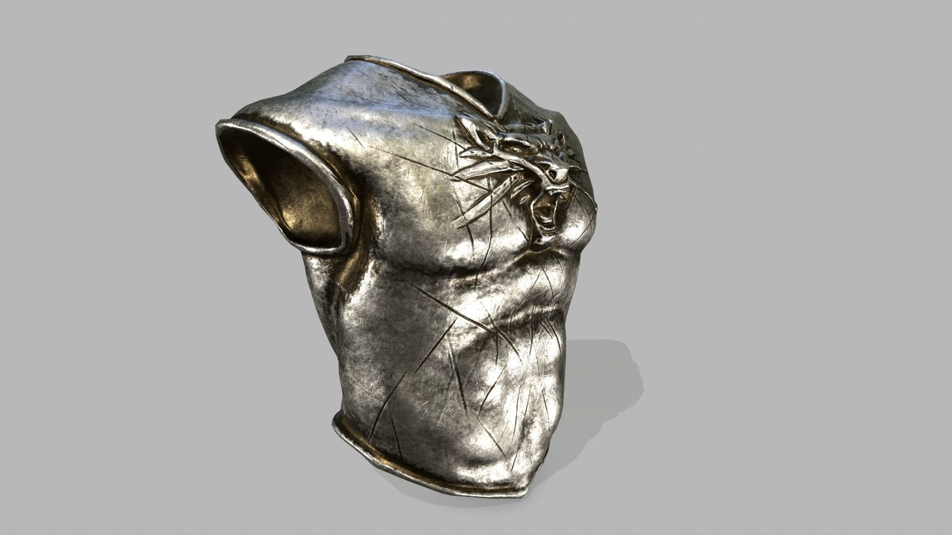 armor set witcher wolf head Low-poly 3D model_2