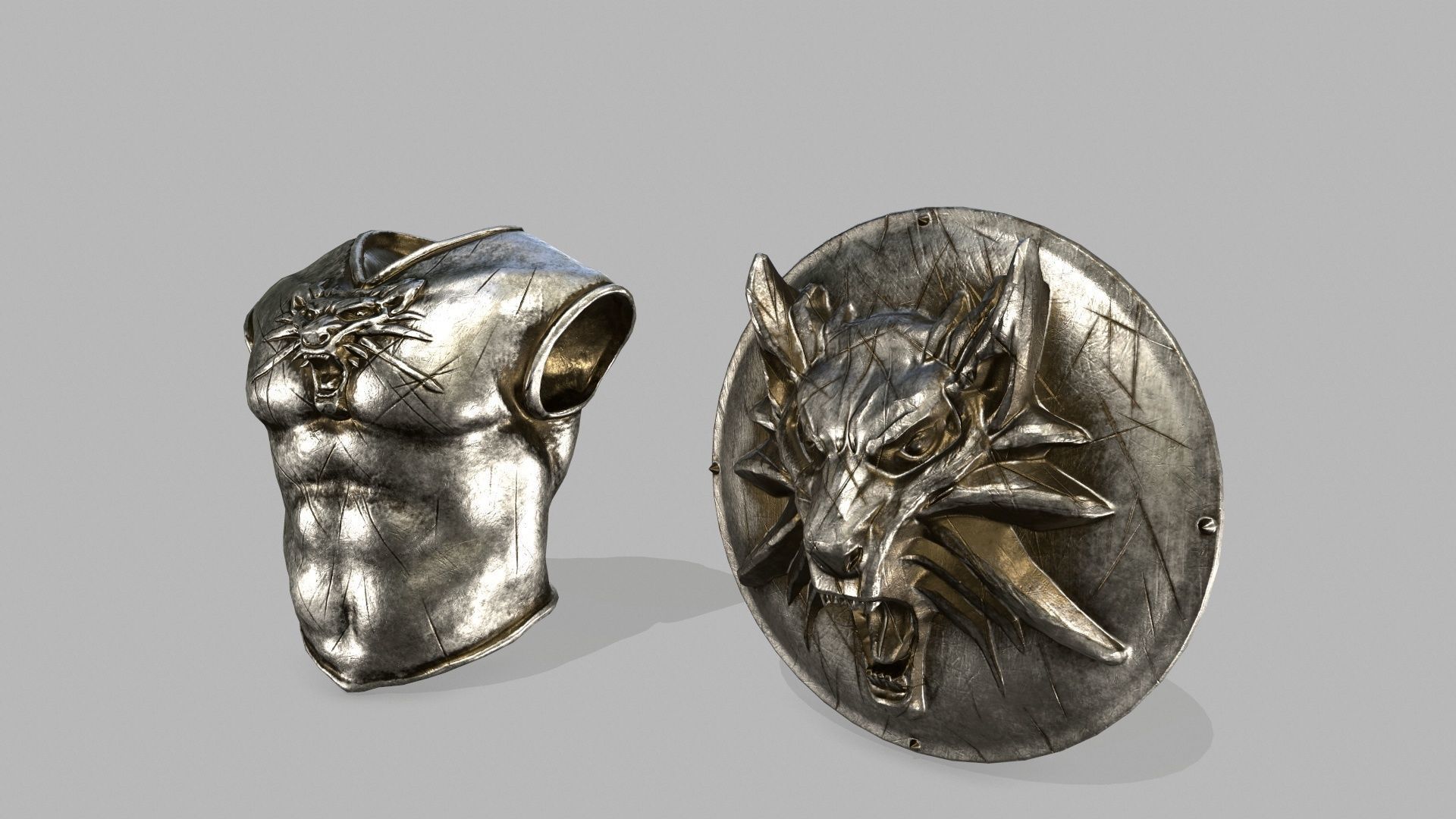 armor set witcher wolf head Low-poly 3D model_17