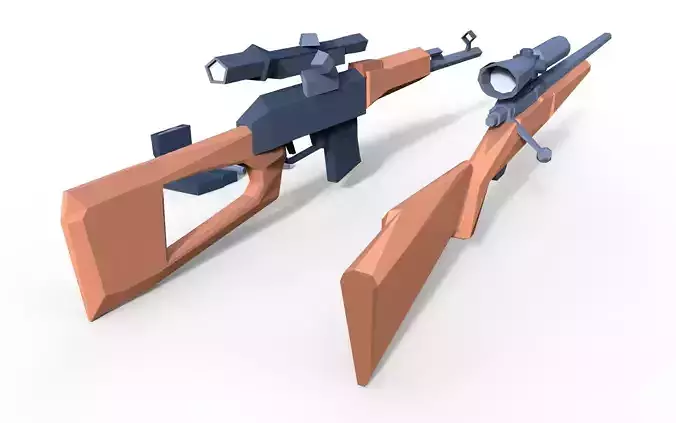 Dragunov Sniper Rifle Low Poly Free low-poly 3D model
