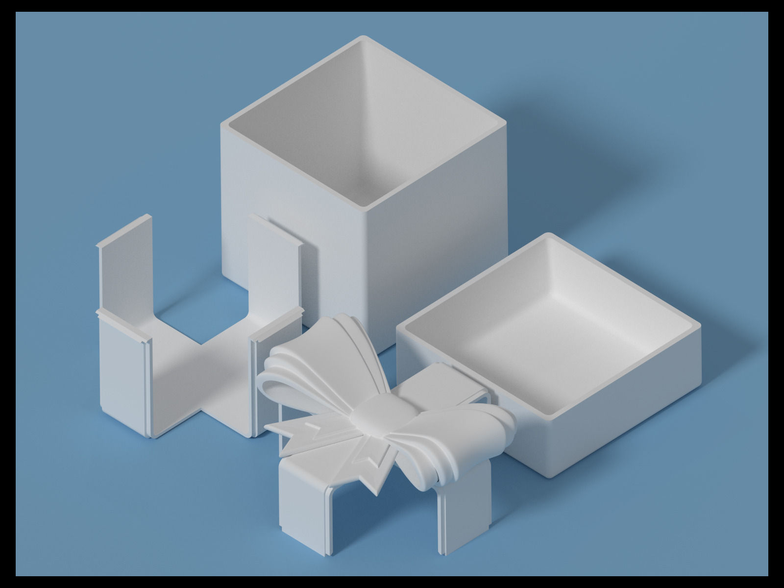 Gift Box with Bow and Ribbon 3D print model_2