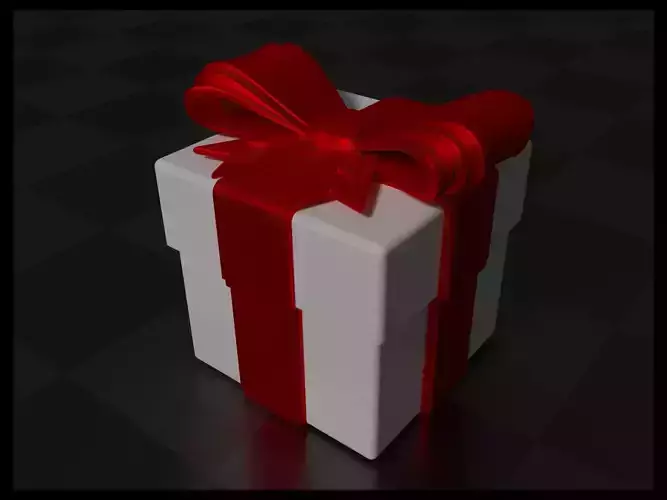 Gift Box with Bow and Ribbon 3D print model