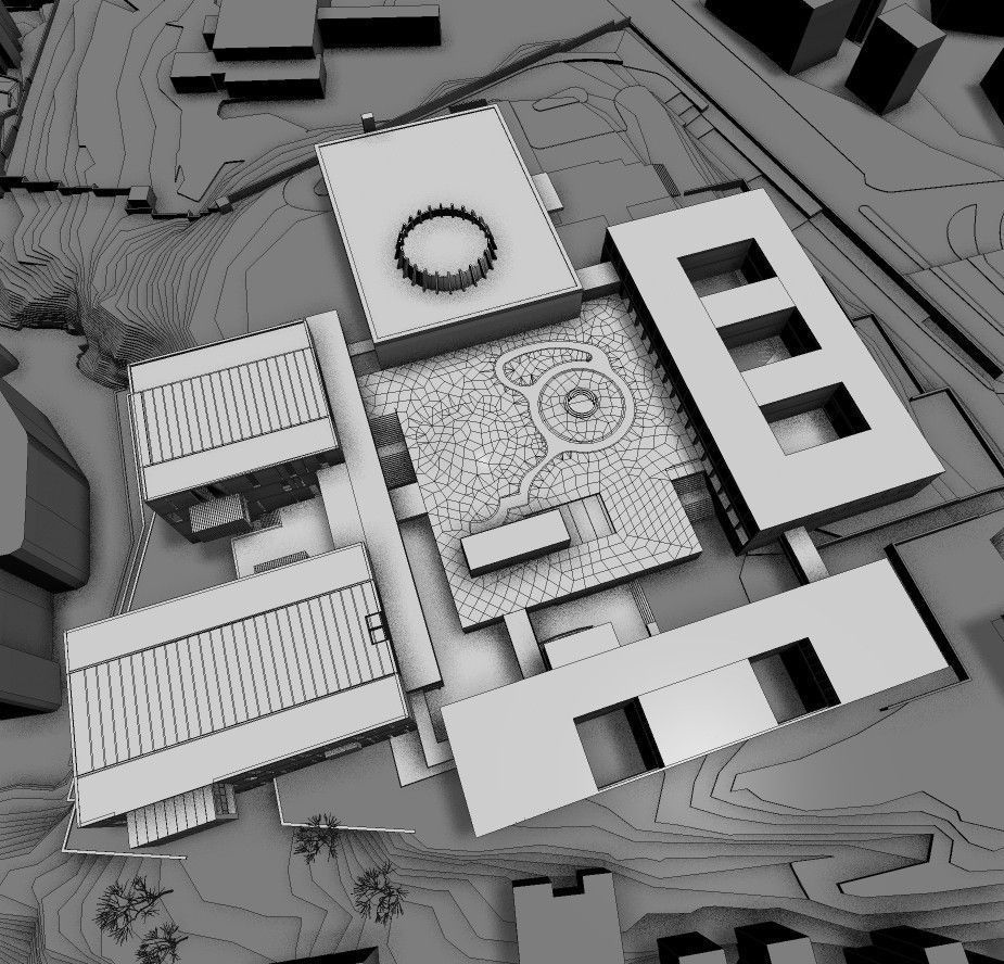 Campus Buildings Set 01 Low-poly 3D model_11