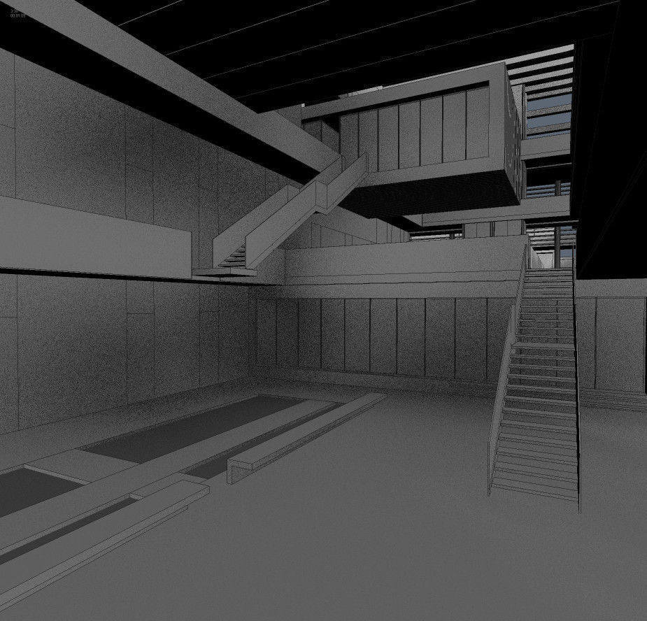 Campus Buildings Set 01 Low-poly 3D model_10