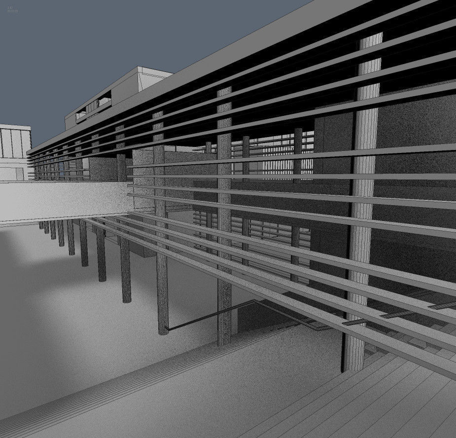 Campus Buildings Set 01 Low-poly 3D model_5