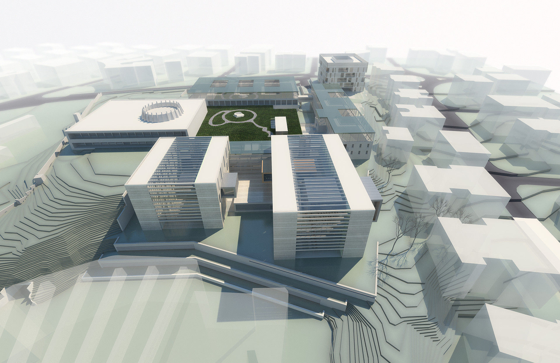 Campus Buildings Set 01 Low-poly 3D model_2