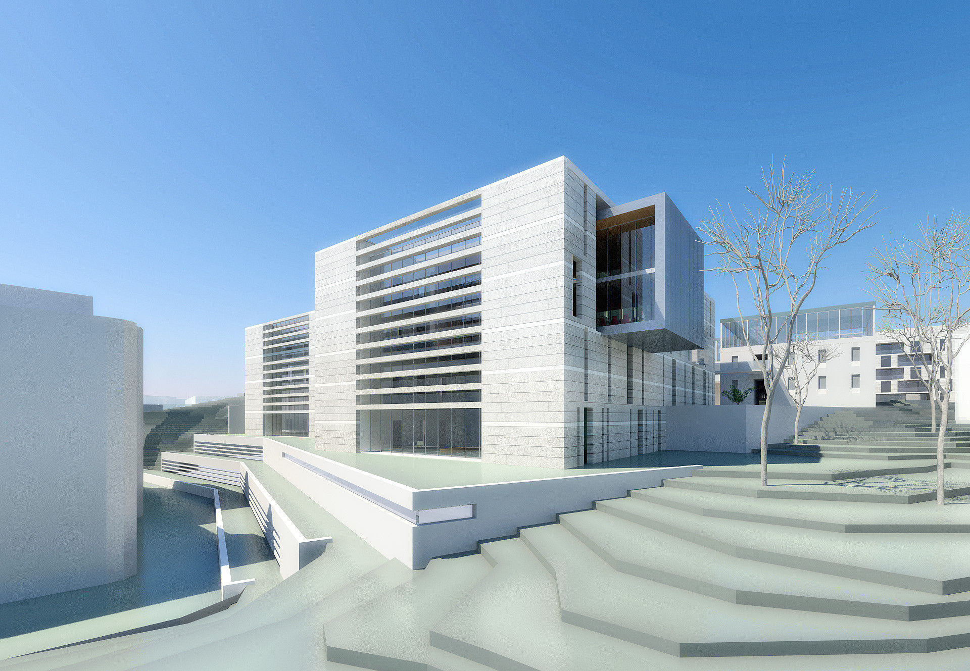 Campus Buildings Set 01 Low-poly 3D model_4