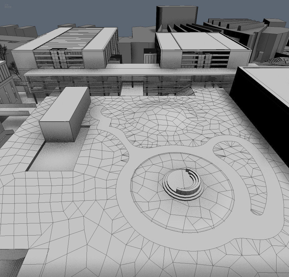 Campus Buildings Set 01 Low-poly 3D model_12