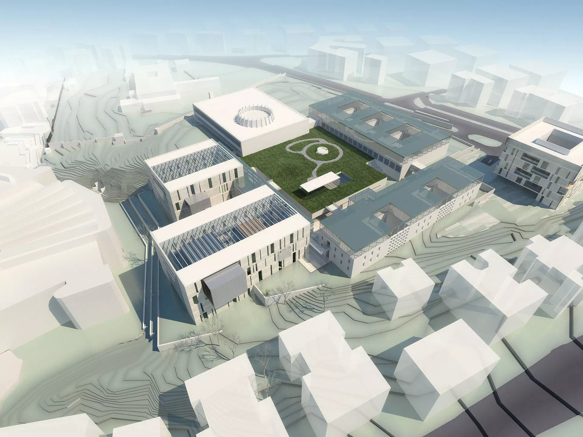 Campus Buildings Set 01 Low-poly 3D model_0