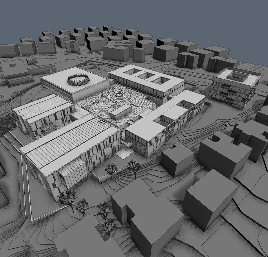 Campus Buildings Set 01 Low-poly 3D model_7