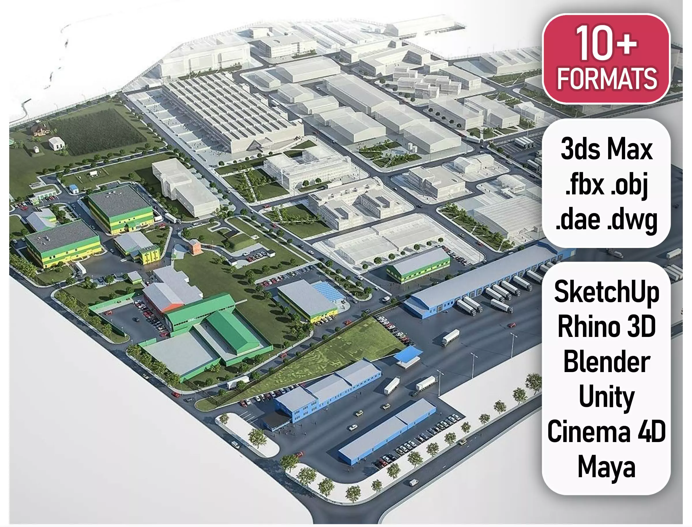 Industrial Factory Low-poly 3D model_0