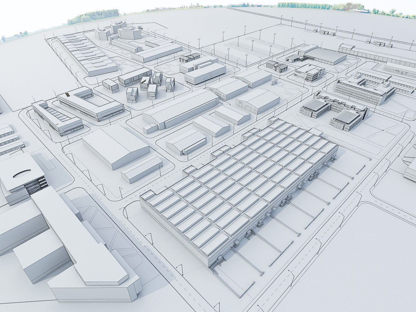 Industrial Factory Low-poly 3D model_9