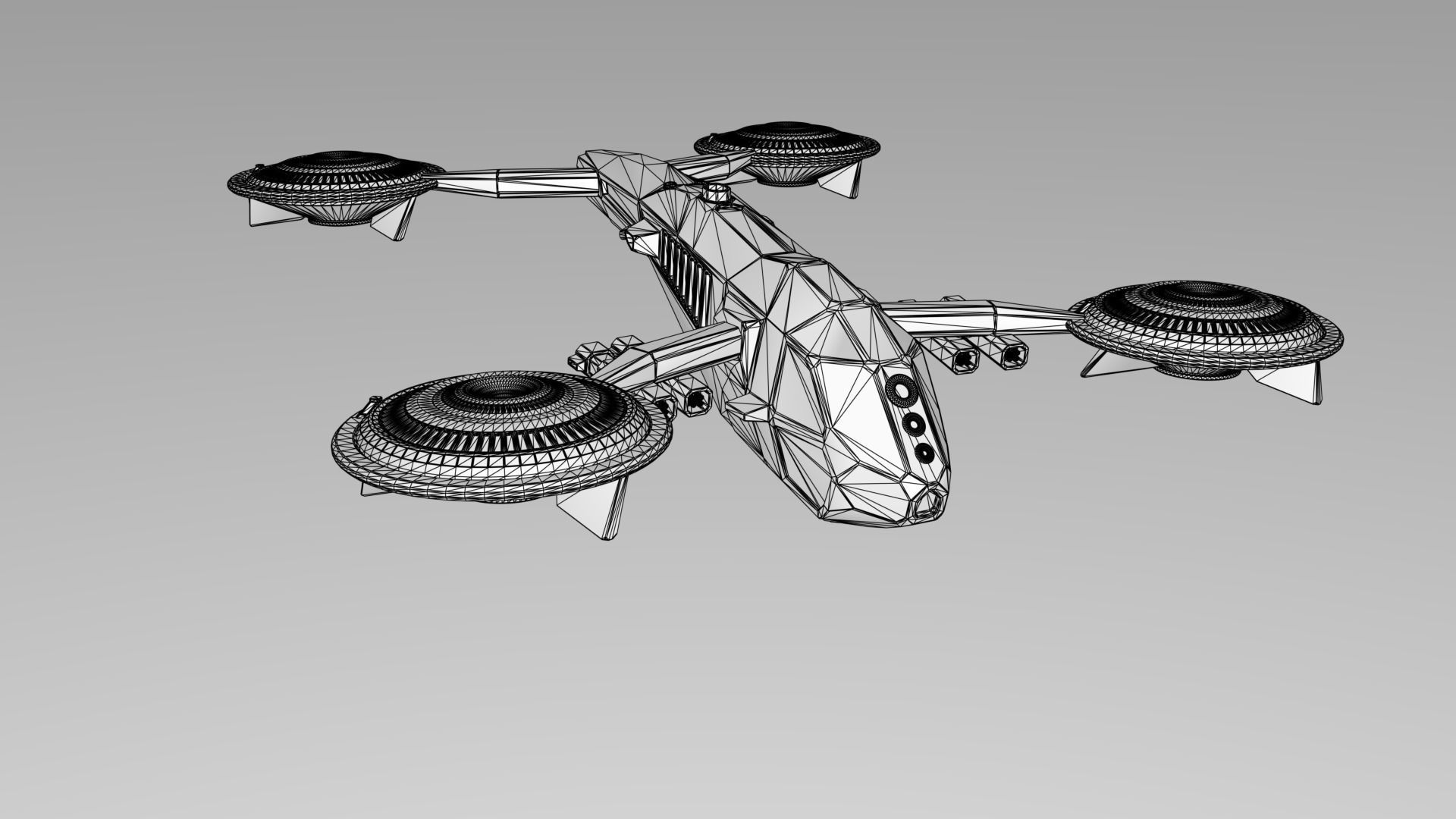 spaceship spacecraft with two propellers Free 3D model_2