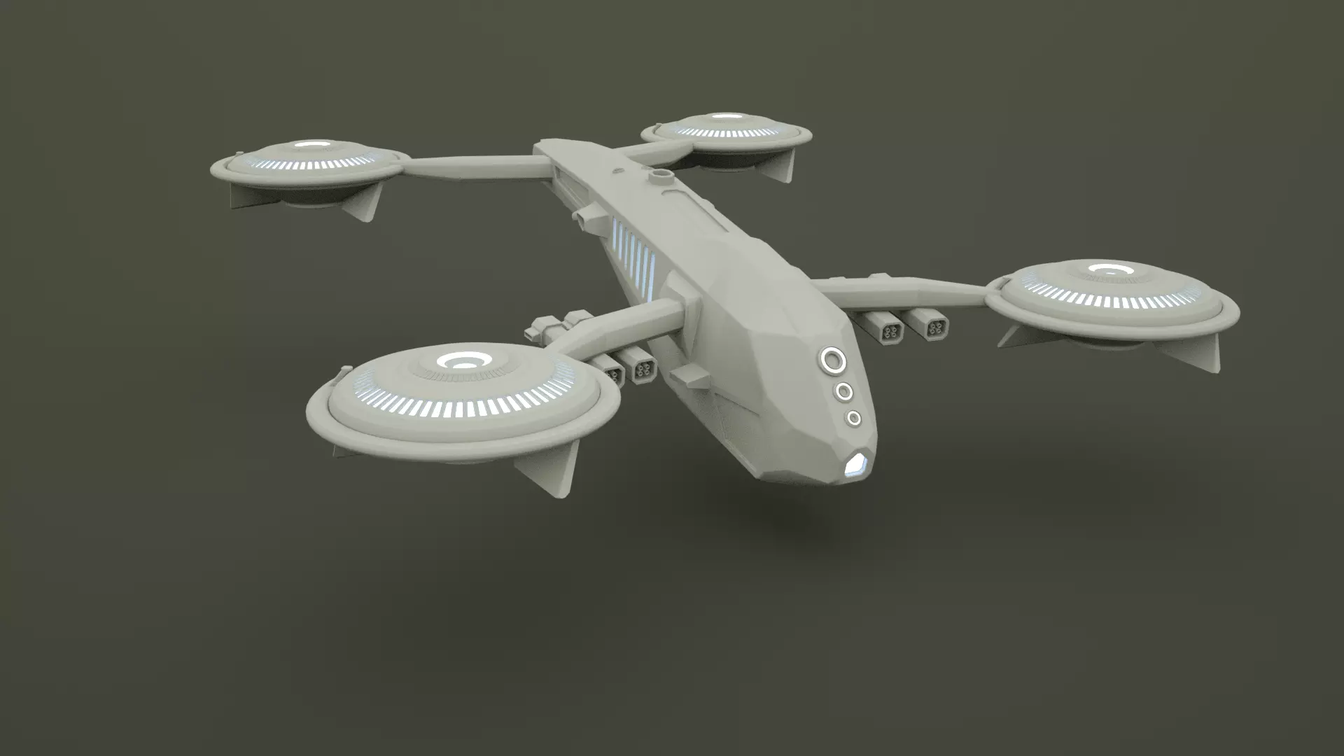 spaceship spacecraft with two propellers Free 3D model_0