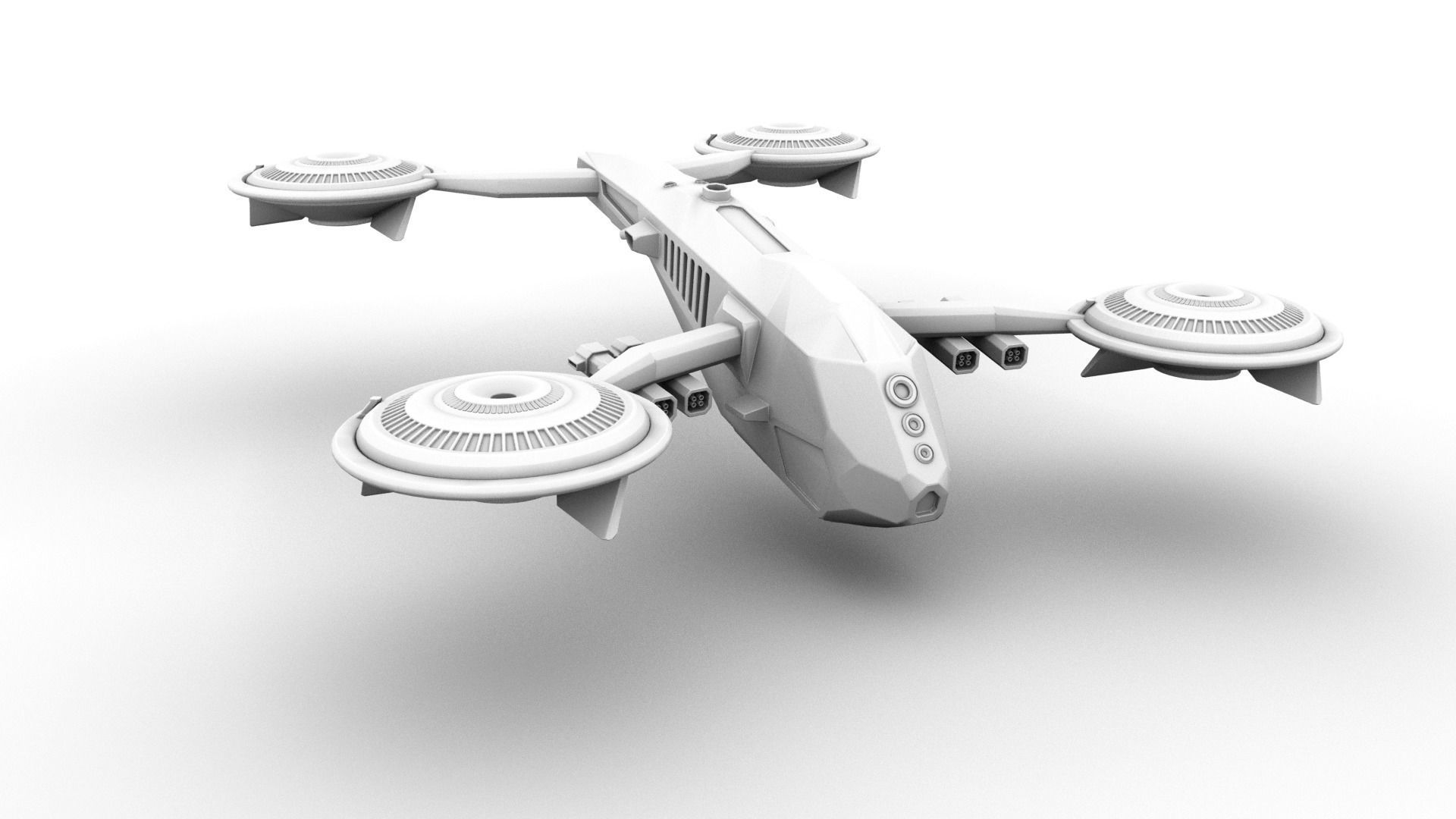spaceship spacecraft with two propellers Free 3D model_1
