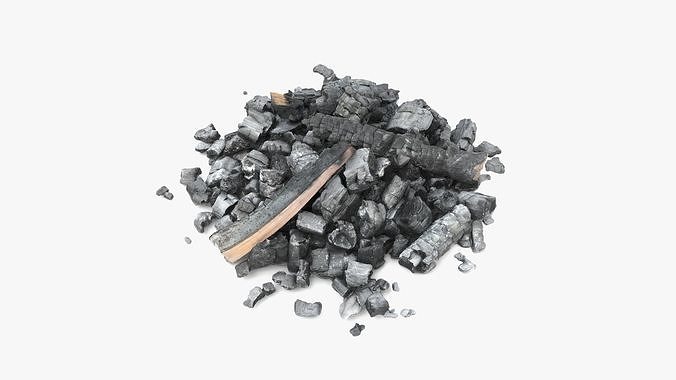 Burned Logs and Ashes Low-poly 3D model