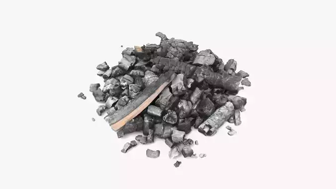 Burned Logs and Ashes Low-poly 3D model
