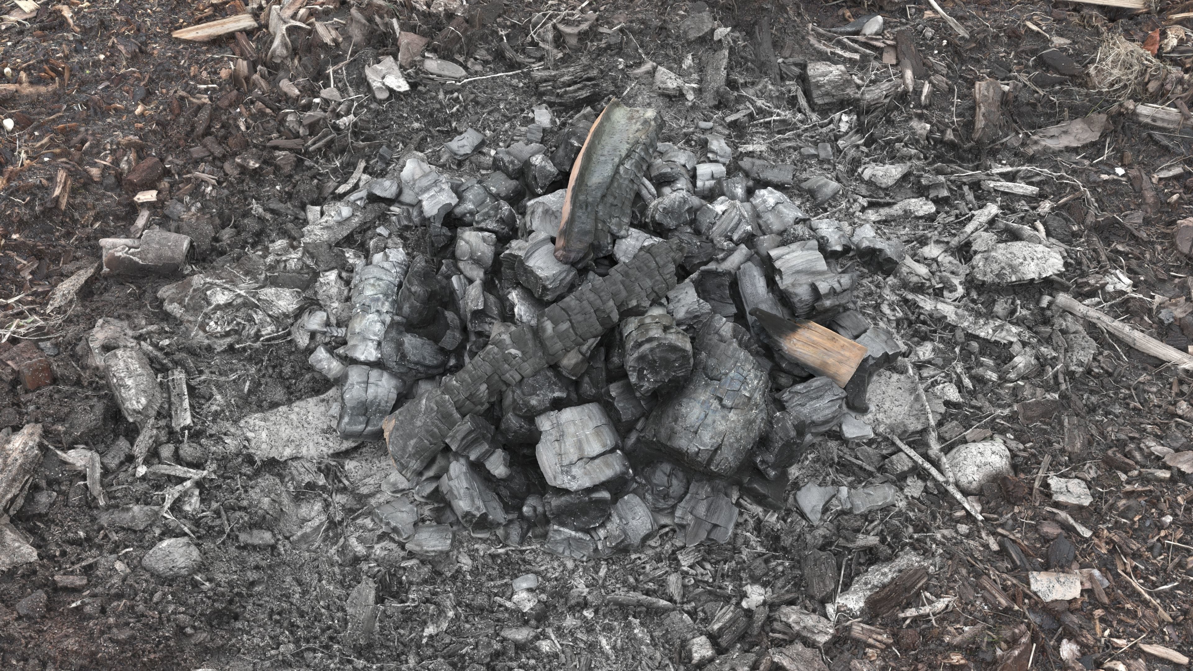 Burned Logs and Ashes Low-poly 3D model_8