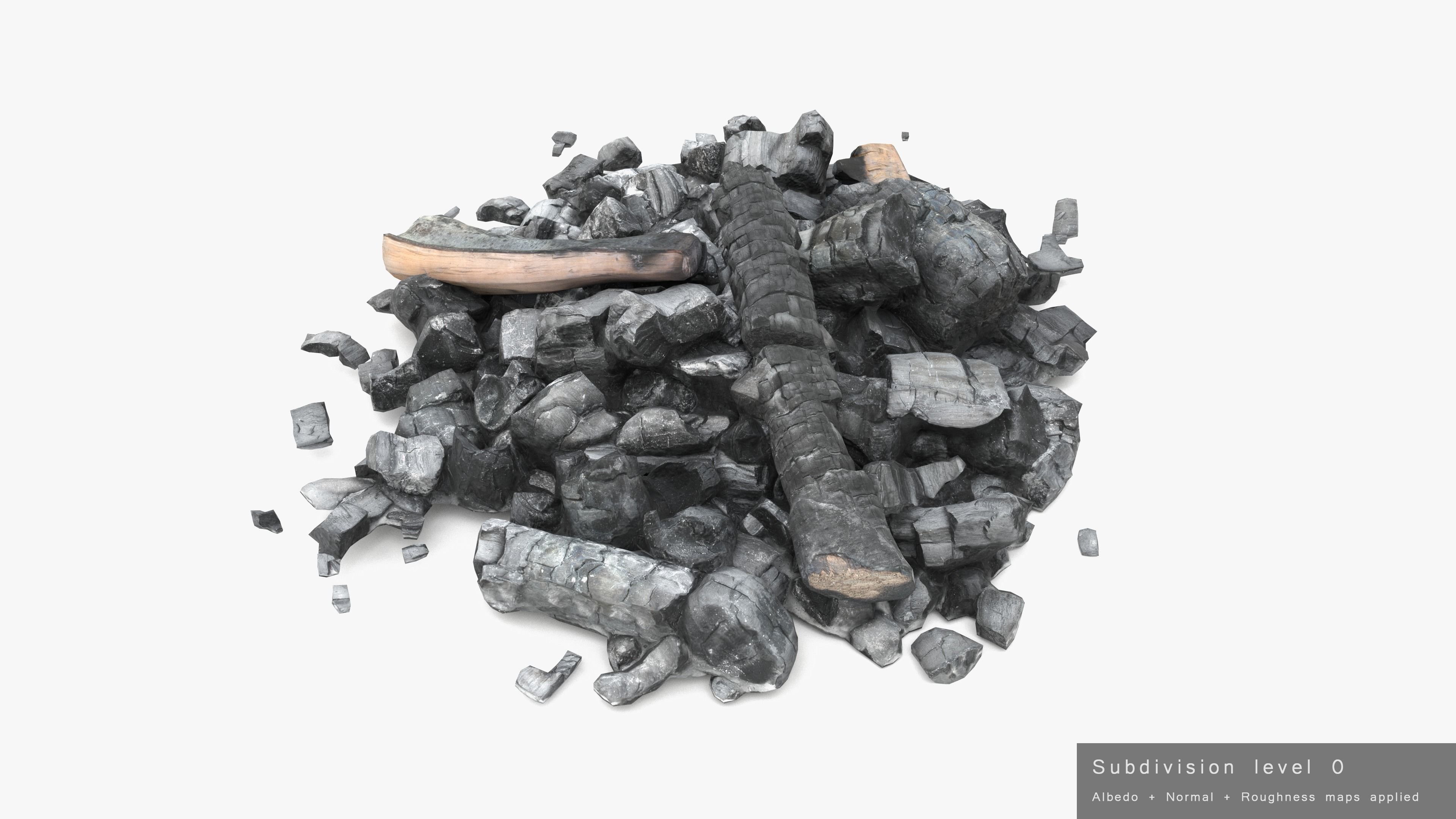 Burned Logs and Ashes Low-poly 3D model_36