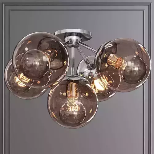 Modo Ceiling Mount 5 Globes Polished Nickel and Smoke Glass