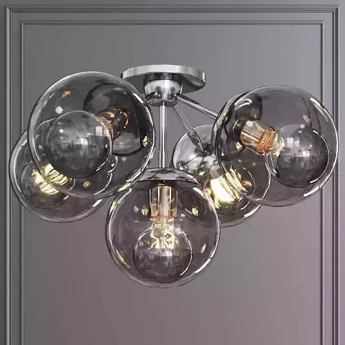 Modo Ceiling Mount 5 Globes Polished Nickel and Gray Glass