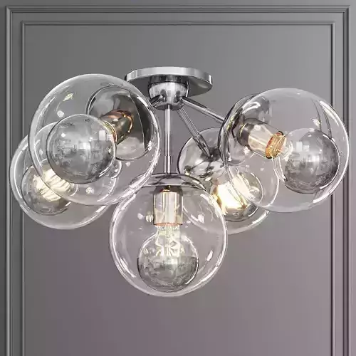Modo Ceiling Mount 5 Globes Polished Nickel and Clear Glass