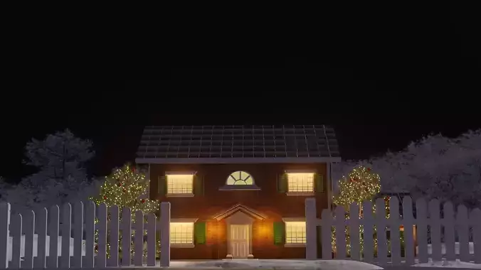 Christmas House Low Poly 3D