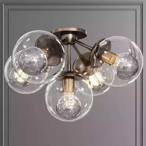 Modo Ceiling Mount 5 Globes Bronze and Clear Glass